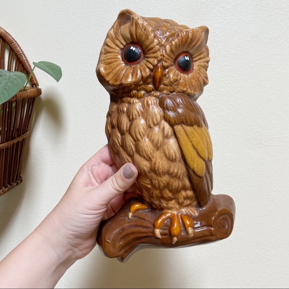 Vintage Retro Owl Chalkware Wall Decor Set Boho - Picture 2 of 7